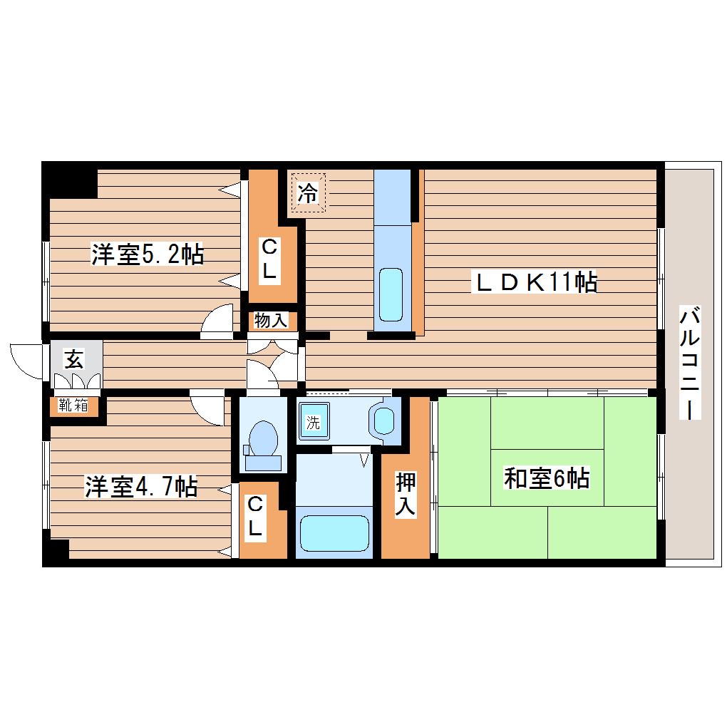 第5小島ビル(3LDK/10階)の間取り写真
