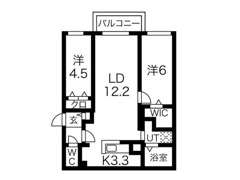 ブランシャール西線14条(2LDK/4階)の間取り写真