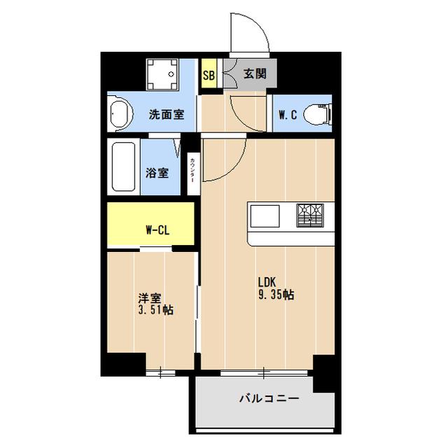 LIBTH松山II(1LDK/7階)の間取り写真