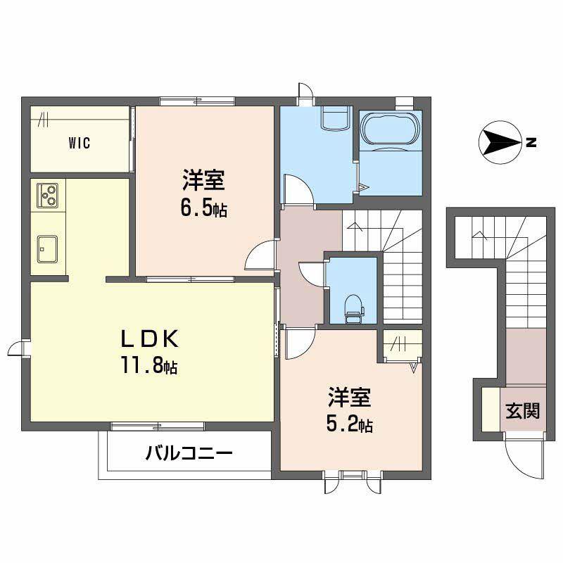 フサクラヴィエ B棟(2LDK/2階)の間取り写真