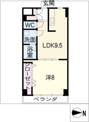 富士見町SKビル(1LDK/8階)の間取り写真