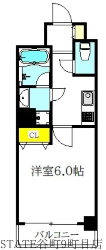 URO玉造II(1K/2階)の間取り写真