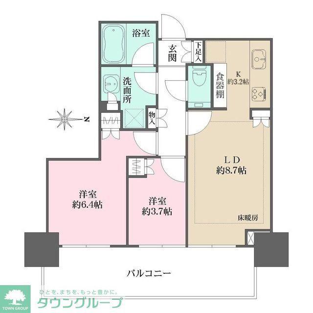 大崎ステーションレジデンス(2LDK/18階)の間取り写真