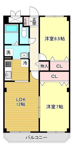 エルロード住吉7号館(2LDK/3階)の間取り写真