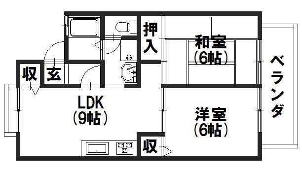 コーポアピカルII(2LDK/2階)の間取り写真