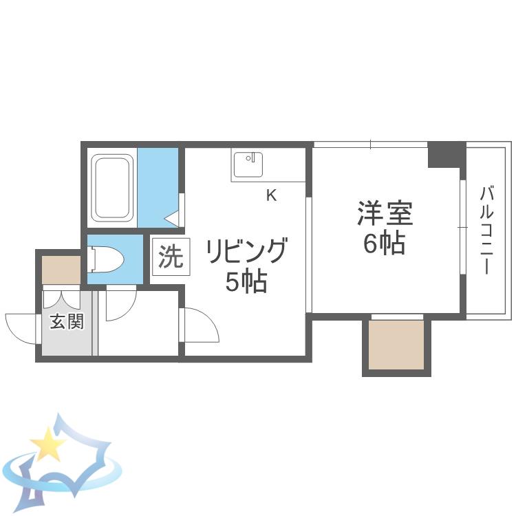 旭堂第1マンション知事公館前(1DK/3階)の間取り写真
