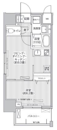 グランデュール富士(1LDK/4階)の間取り写真
