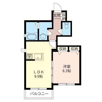 京王井の頭線 三鷹台駅 徒歩7分 2階建 築10年(1LDK/1階)の間取り写真