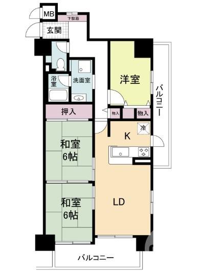 マインハイツ諏訪森(3LDK/2階)の間取り写真