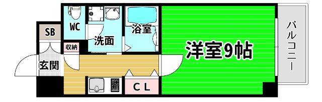 レジュールアッシュ弁天(1K/12階)の間取り写真