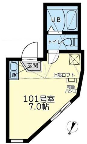 ユナイト三ツ沢ジェトロの杜(ワンルーム/2階)の間取り写真
