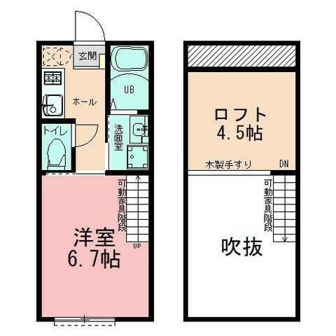 クレスタ鴨居(1K/2階)の間取り写真