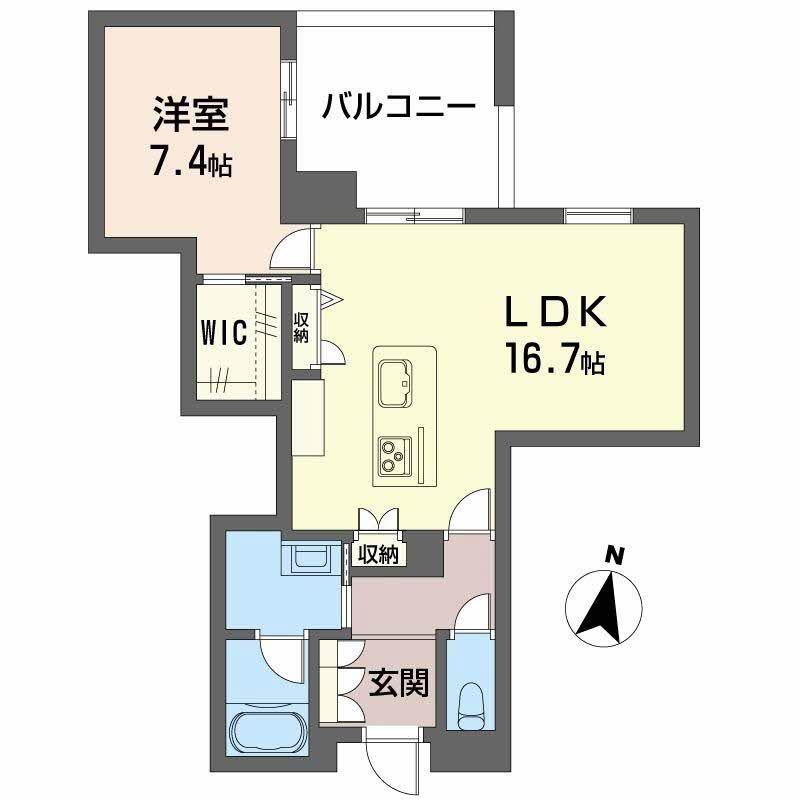LUANA KAMISUGI(1LDK/3階)の間取り写真