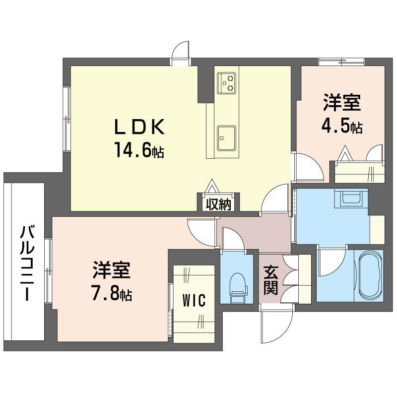 シャインバード フォーエヴァー(2LDK/2階)の間取り写真