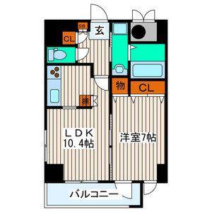 USビル(1LDK/9階)の間取り写真
