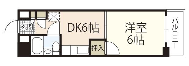 第1原本ビル(1DK/6階)の間取り写真