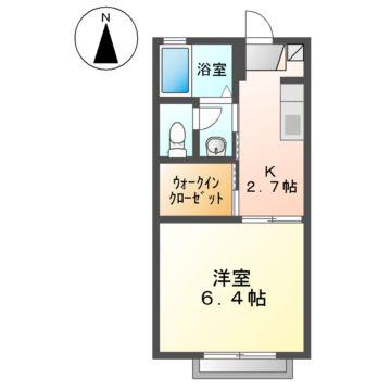 ディアスいわもと(1K/2階)の間取り写真