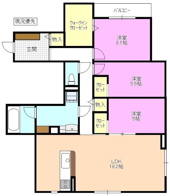 シエル開智(3LDK/1階)の間取り写真