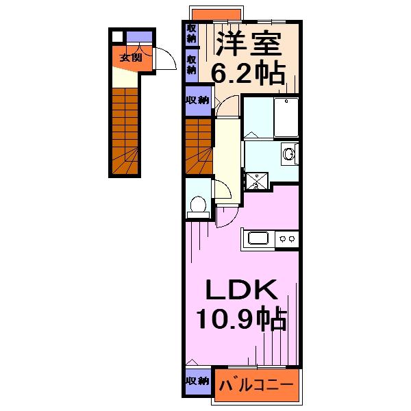 FAIRY GARDEN(1LDK/2階)の間取り写真