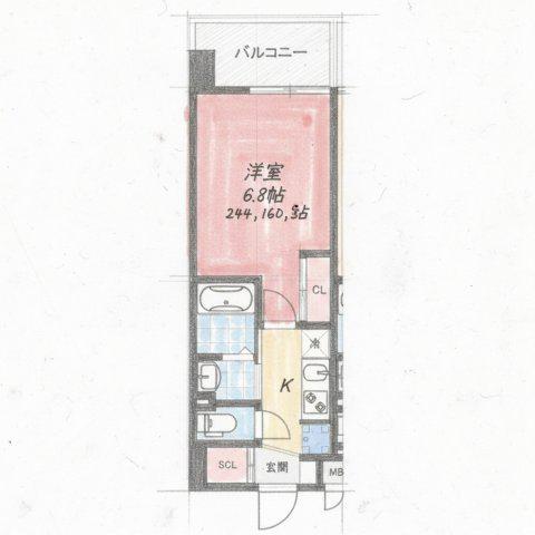 LUXE新大阪Ⅵ(1K/7階)の間取り写真