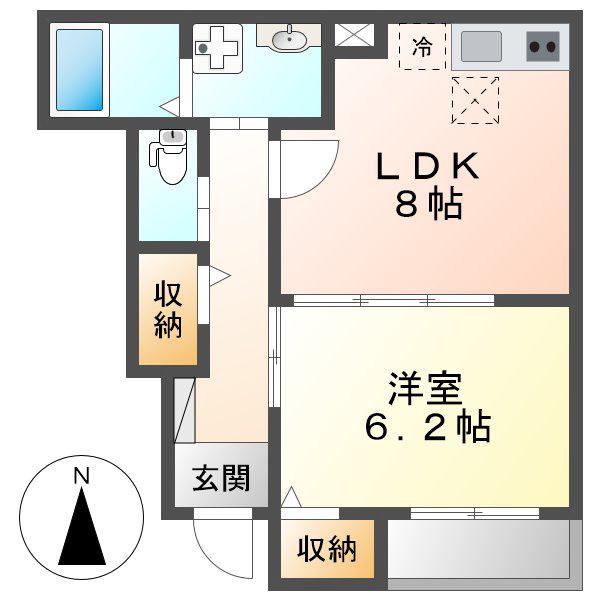 プリオール・メゾン(1LDK/1階)の間取り写真