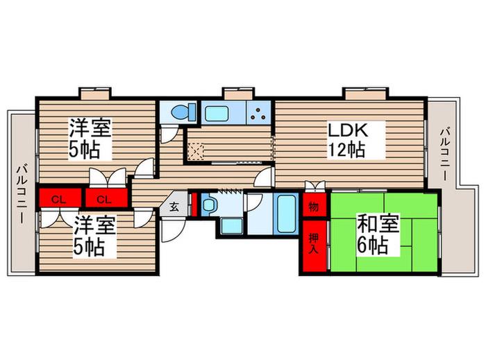 アゼリア2(3LDK/2階)の間取り写真