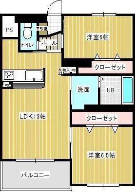 ボヌール(2LDK/2階)の間取り写真