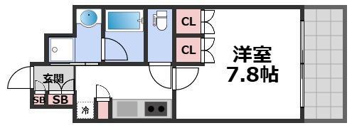 アーバネックス心斎橋(1K/6階)の間取り写真