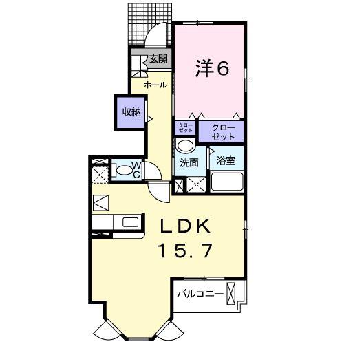 アルカンシエル(1LDK/1階)の間取り写真
