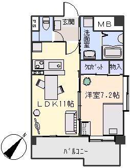 ヴォナローテ志免の杜(1LDK/5階)の間取り写真