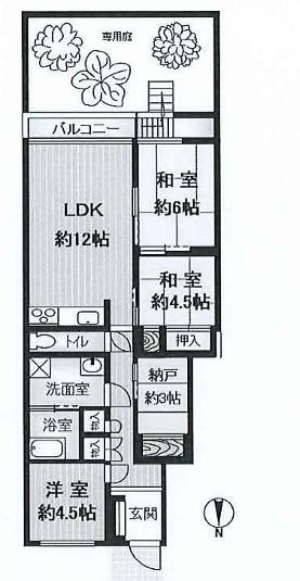 御影グランドハイツ(3SLDK/1階)の間取り写真