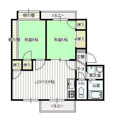 ガーデンハウス芦原B(2LDK/2階)の間取り写真