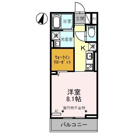 プレイヤード浦和(1K/2階)の間取り写真