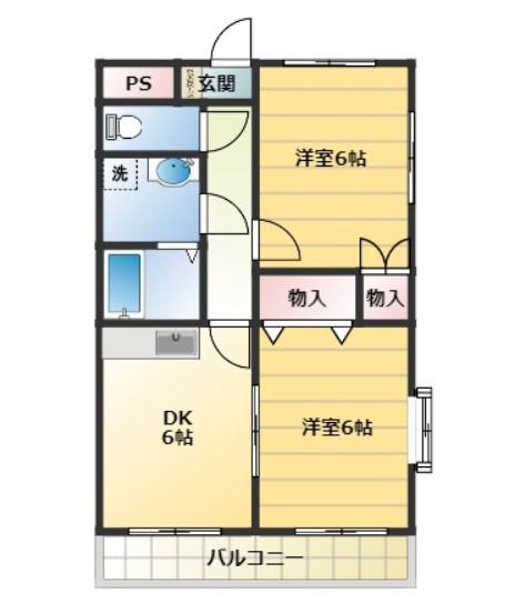 相川マンション(2DK/2階)の間取り写真
