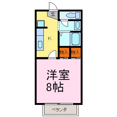 フラット眞山(1K/1階)の間取り写真