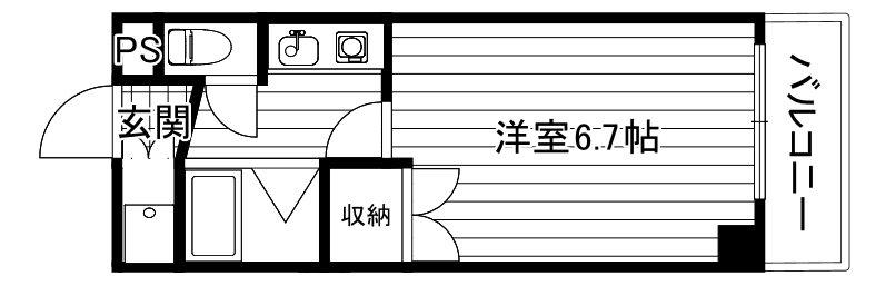 ハイブリッジ日野(1K/2階)の間取り写真