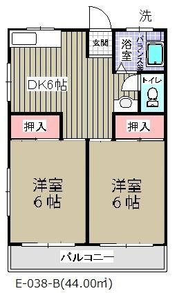 ハイツチェリー(2DK/2階)の間取り写真