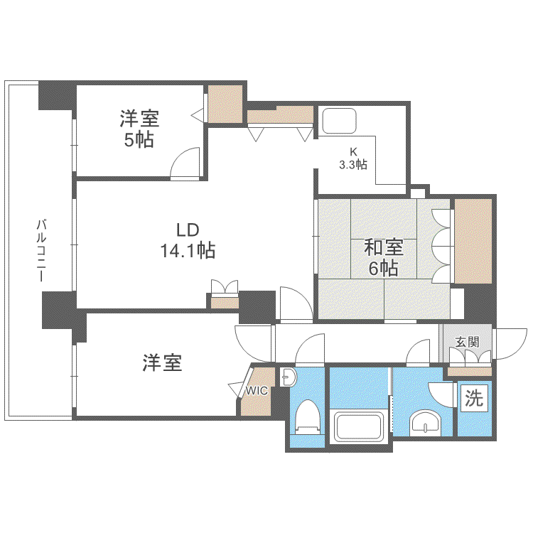 ライオンズタワー札幌山鼻(3LDK/17階)の間取り写真