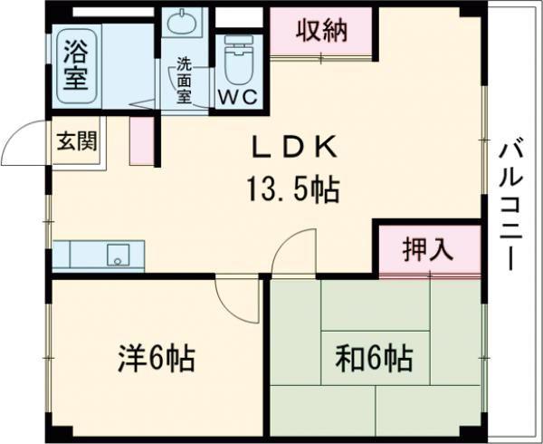 三保マンション(2LDK/4階)の間取り写真