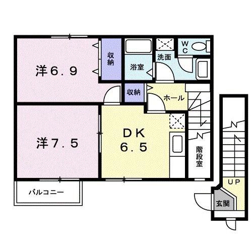 メゾンいかみA(2DK/2階)の間取り写真