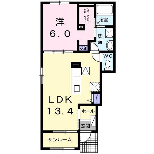 ライフコート A(1LDK/1階)の間取り写真