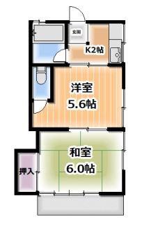 鈴張ハイツ(2K/2階)の間取り写真