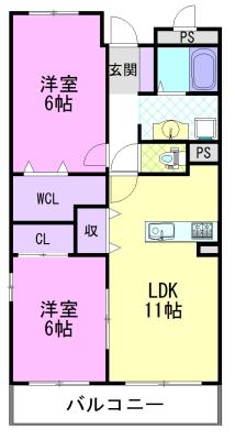 アビタシオンピーノ(2LDK/4階)の間取り写真