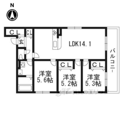 地下鉄東西線 三条京阪駅 徒歩2分 3階建 築7年(3LDK/2階)の間取り写真
