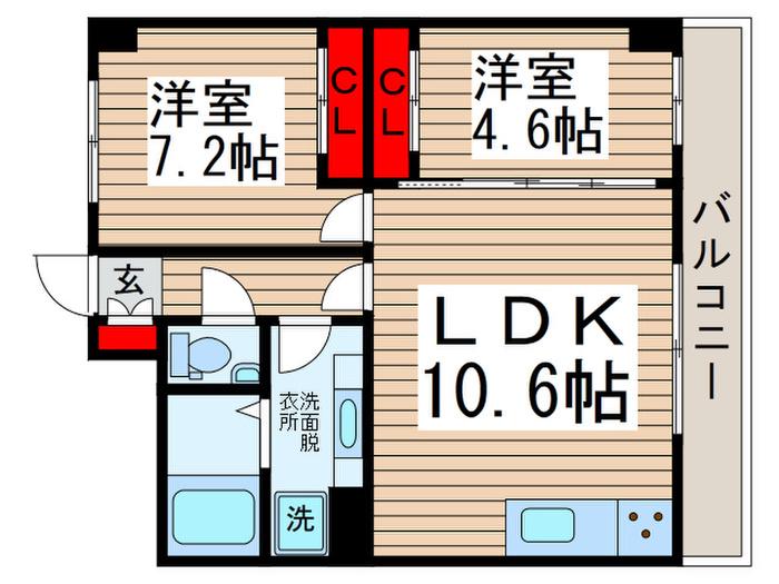 メープルガーデン(2LDK/3階)の間取り写真