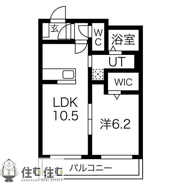リアンシュシュ(1LDK/1階)の間取り写真