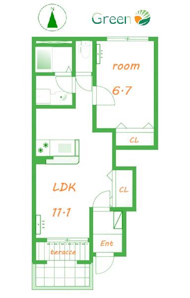 MAISON LA TEADA(1LDK/1階)の間取り写真