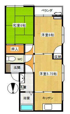 サンステージタカヒサB(3K/2階)の間取り写真