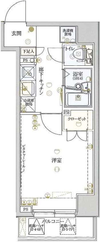 ヴェルト横浜ブライトコート(1K/6階)の間取り写真
