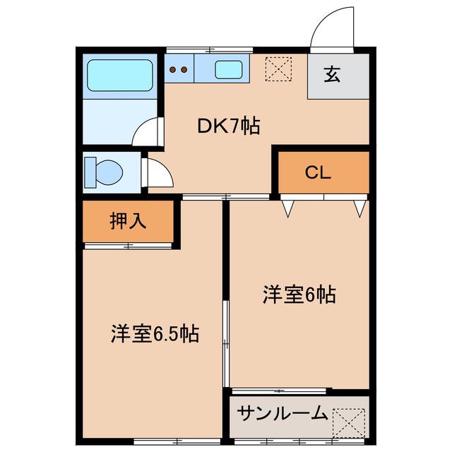 ストウハイツA(2DK/2階)の間取り写真